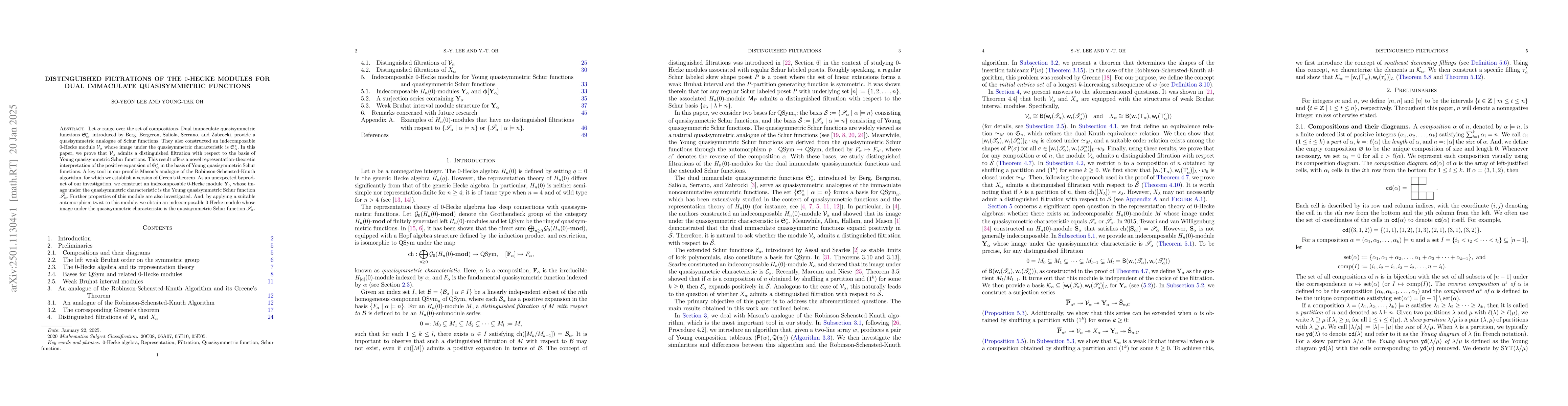 Thumbnail for Distinguished filtrations of the $0$-Hecke modules for dual immaculate
  quasisymmetric functions