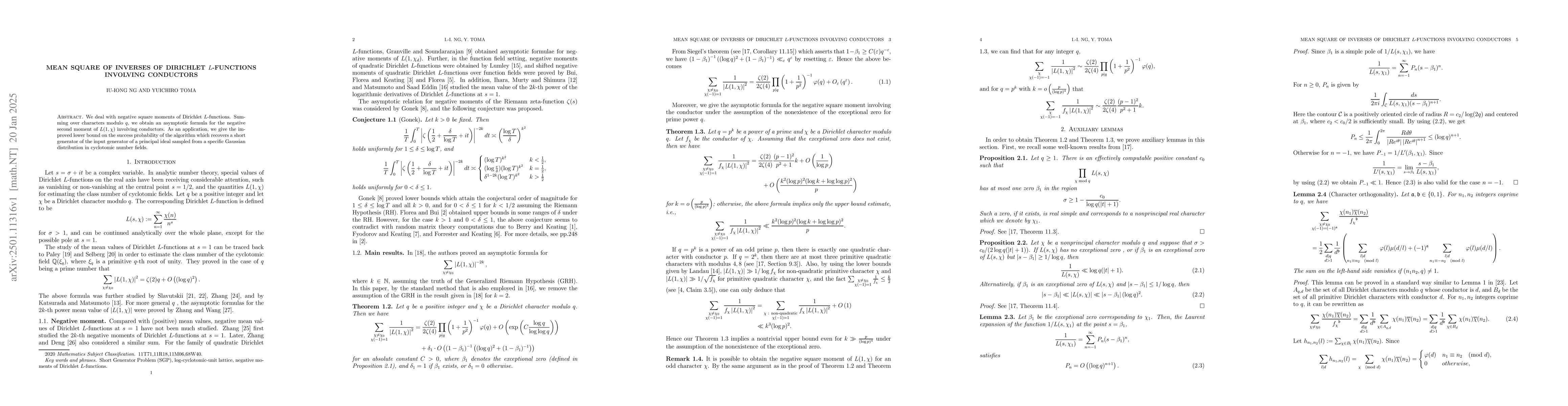 Thumbnail for Mean square of inverses of Dirichlet $L$-functions involving conductors