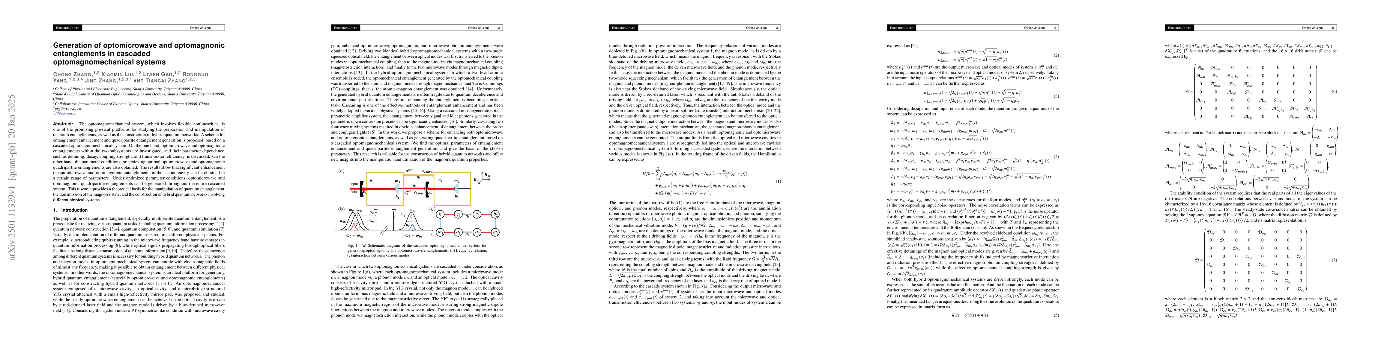 Thumbnail for Generation of optomicrowave and optomagnonic entanglements in cascaded
  optomagnomechanical systems