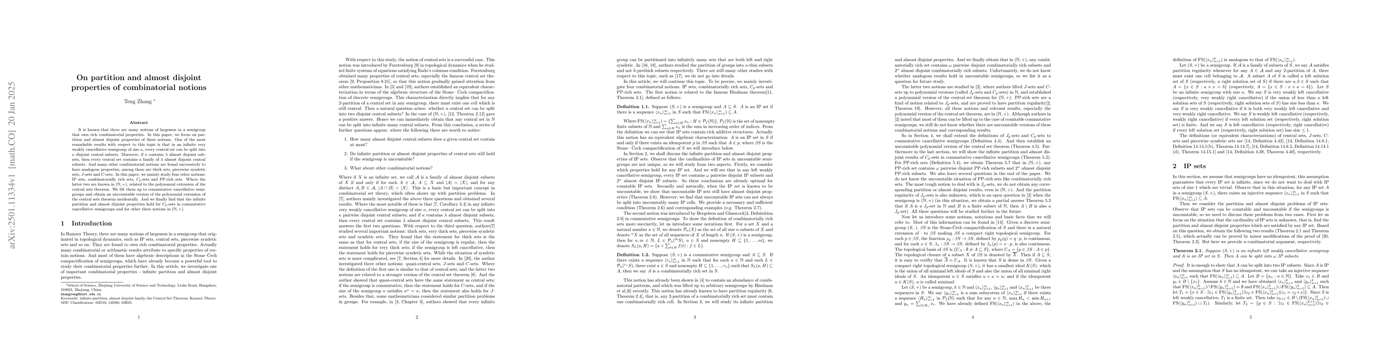 Thumbnail for On partition and almost disjoint properties of combinatorial notions