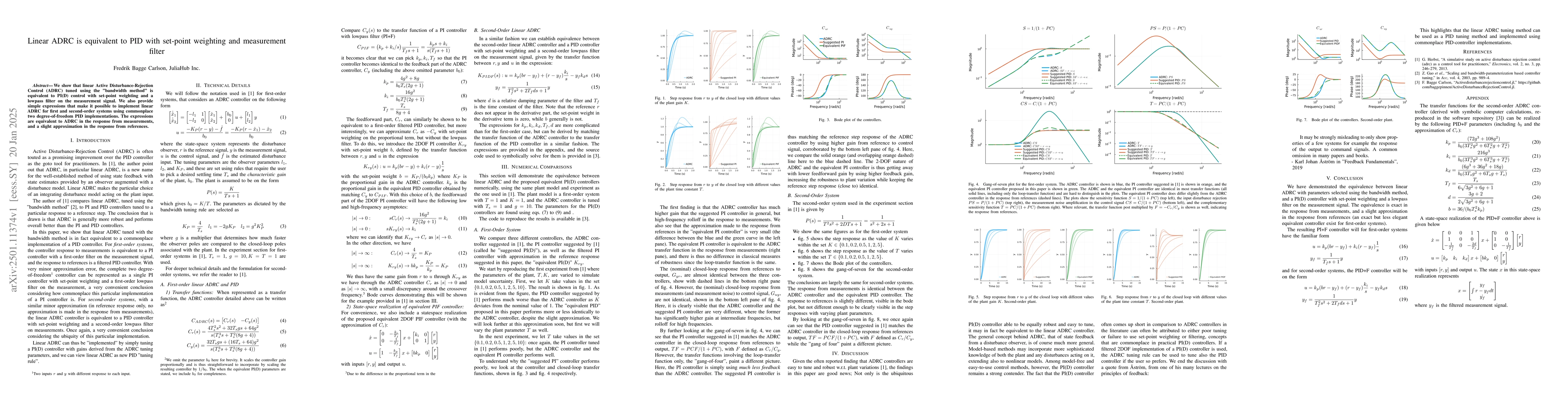 Thumbnail for Linear ADRC is equivalent to PID with set-point weighting and
  measurement filter