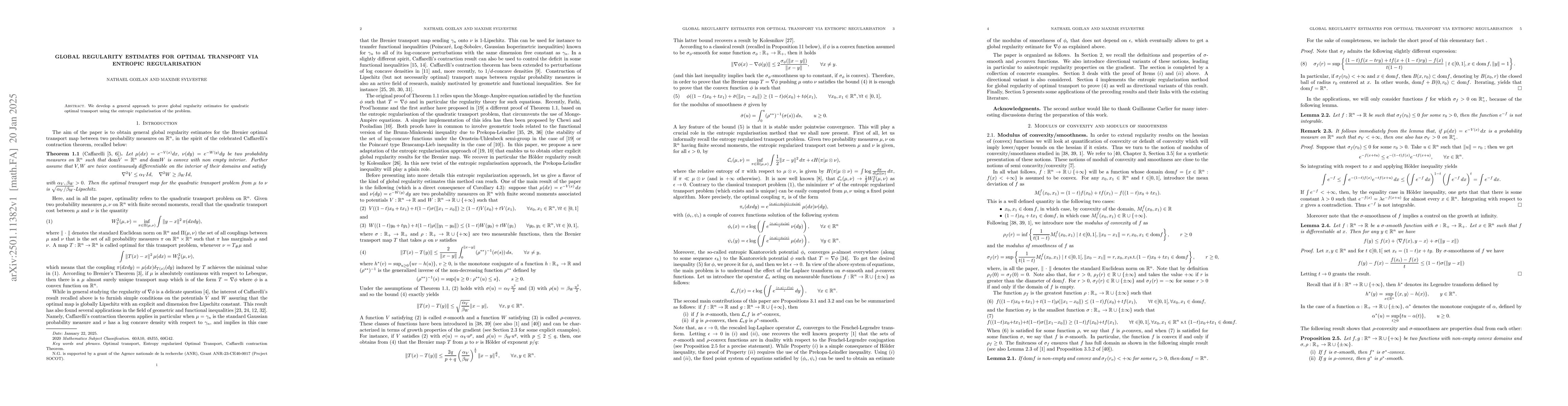 Thumbnail for Global Regularity Estimates for Optimal Transport via Entropic
  Regularisation