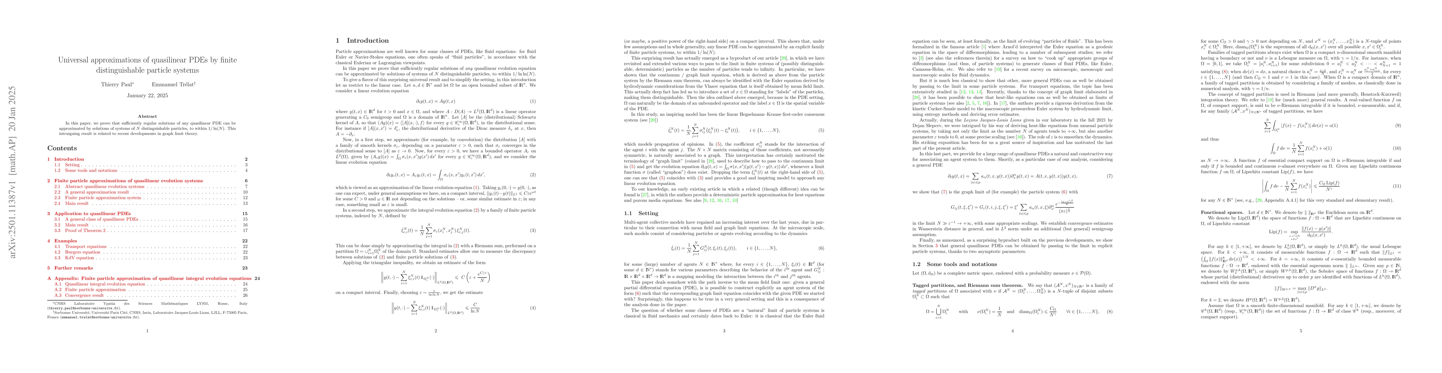 Thumbnail for Universal approximations of quasilinear PDEs by finite distinguishable
  particle systems