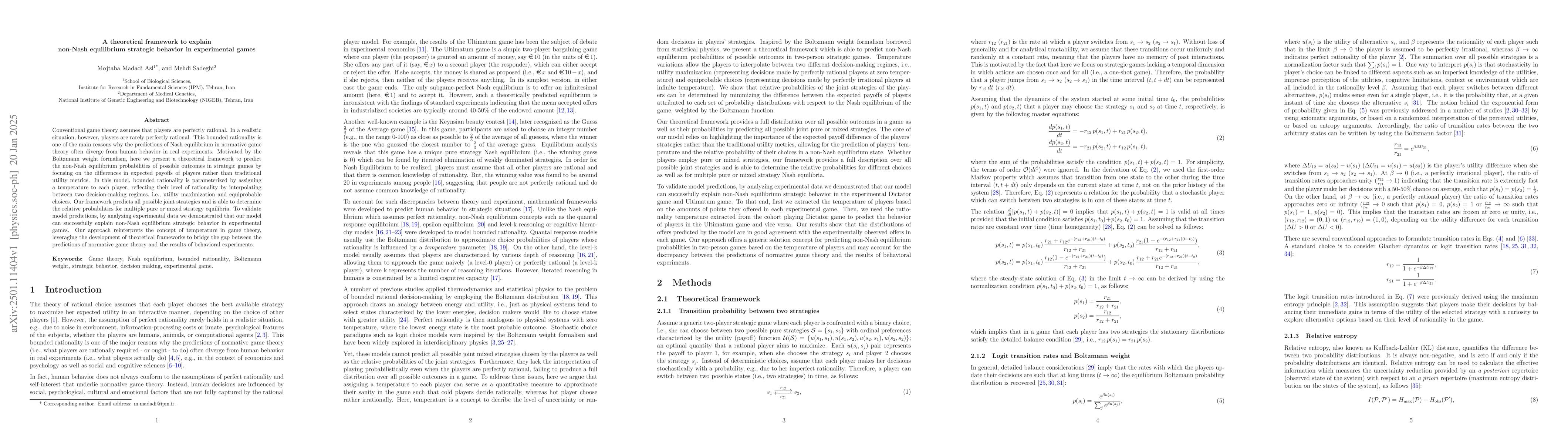 Thumbnail for A theoretical framework to explain non-Nash equilibrium strategic
  behavior in experimental games