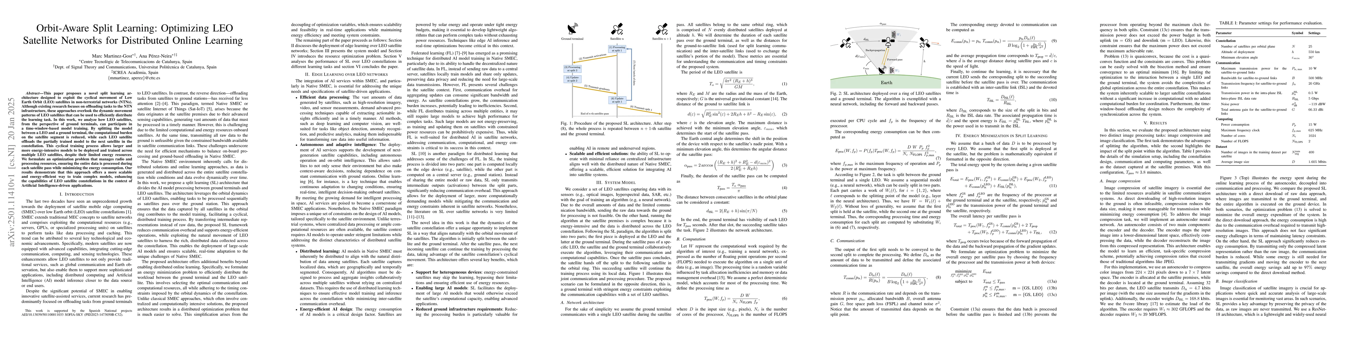 Thumbnail for Orbit-Aware Split Learning: Optimizing LEO Satellite Networks for
  Distributed Online Learning