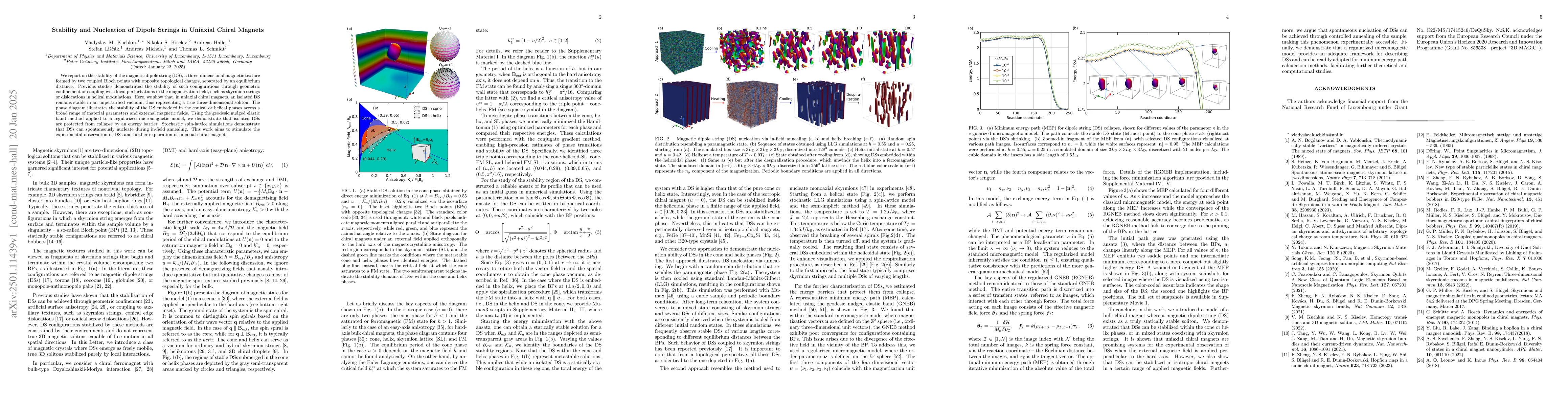 Thumbnail for Stability and Nucleation of Dipole Strings in Uniaxial Chiral Magnets