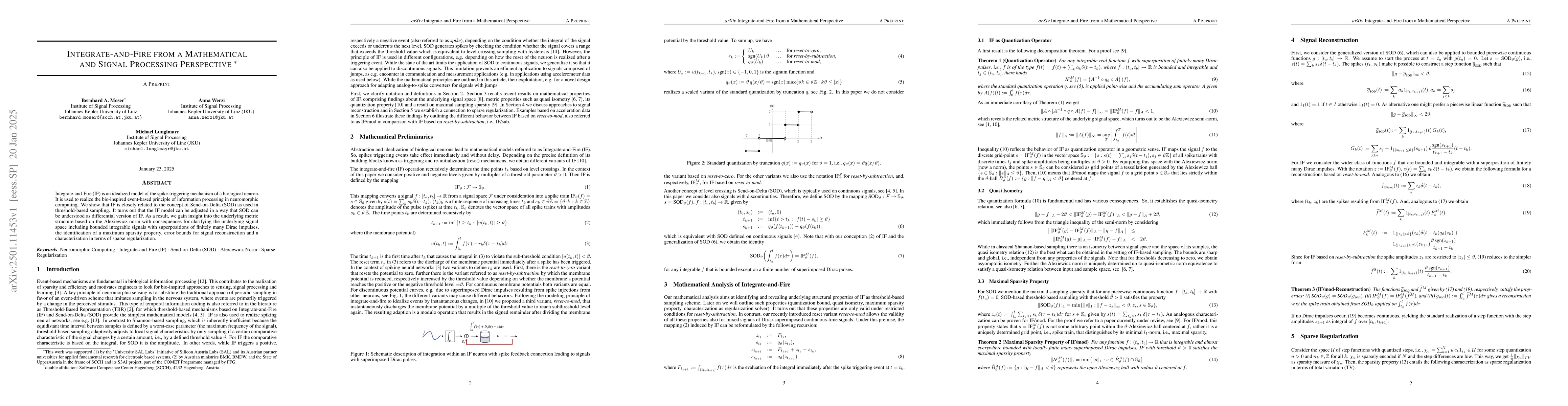 Thumbnail for Integrate-and-Fire from a Mathematical and Signal Processing Perspective