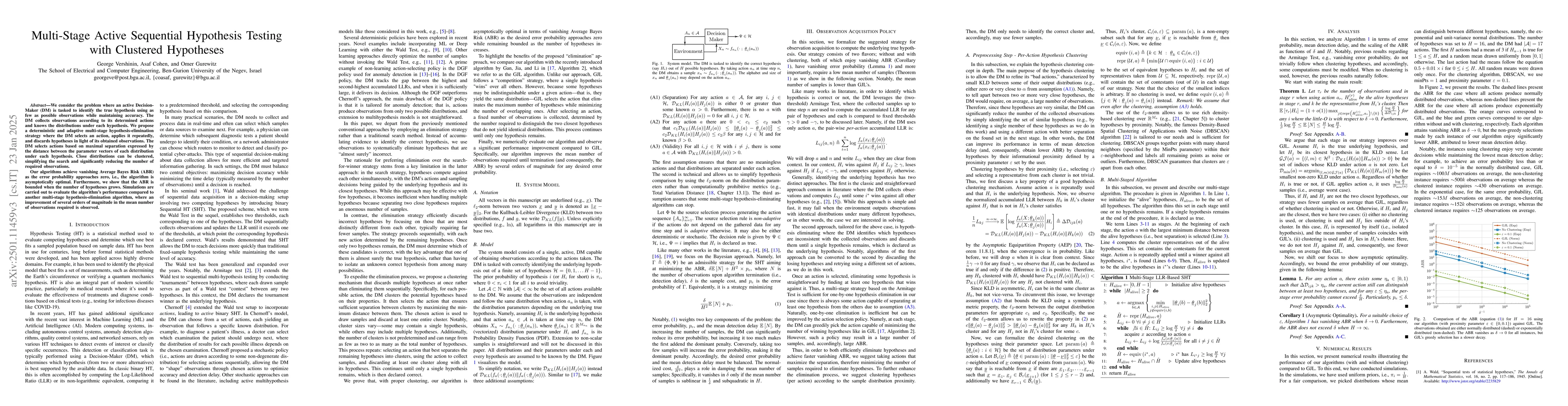 Thumbnail for Multi-Stage Active Sequential Hypothesis Testing with Clustered
  Hypotheses