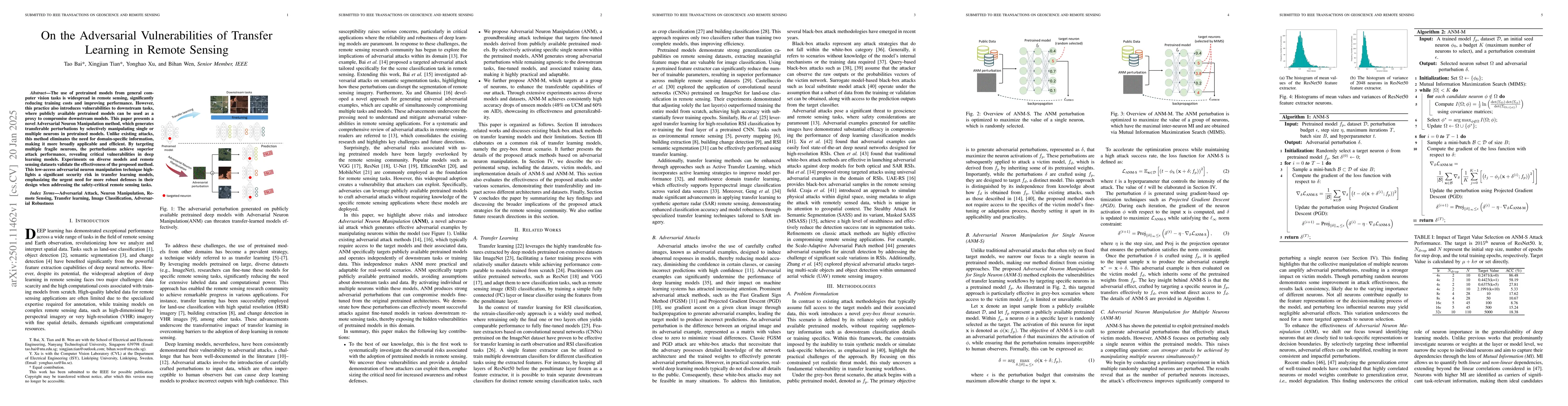 Thumbnail for On the Adversarial Vulnerabilities of Transfer Learning in Remote
  Sensing