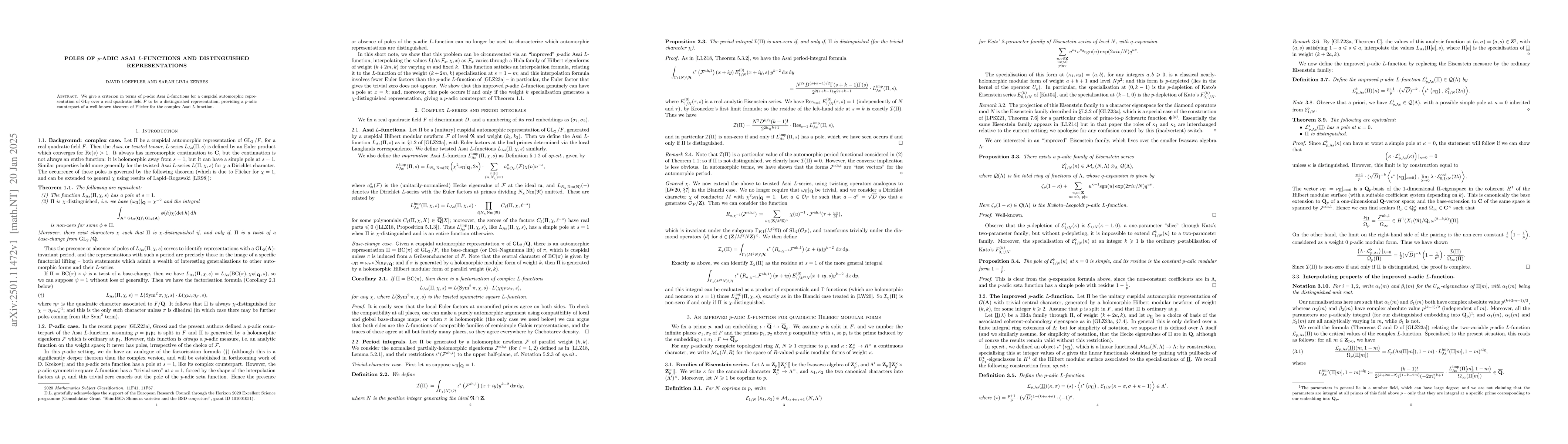 Thumbnail for Poles of p-adic Asai L-functions and distinguished representations