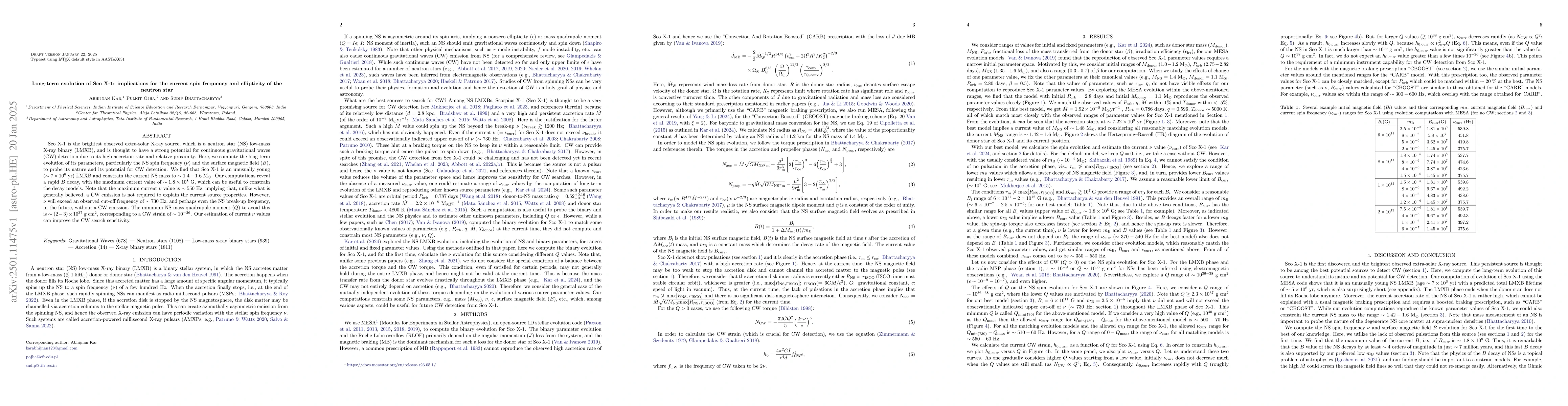 Thumbnail for Long-term evolution of Sco X-1: implications for the current spin
  frequency and ellipticity of the neutron star