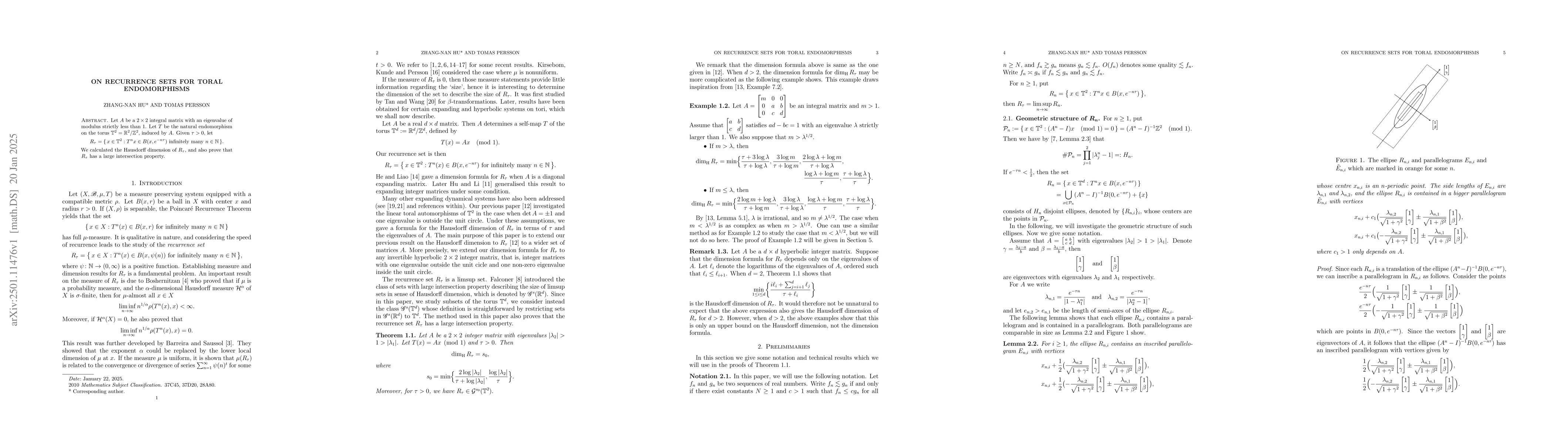 Thumbnail for On recurrence sets for toral endomorphisms