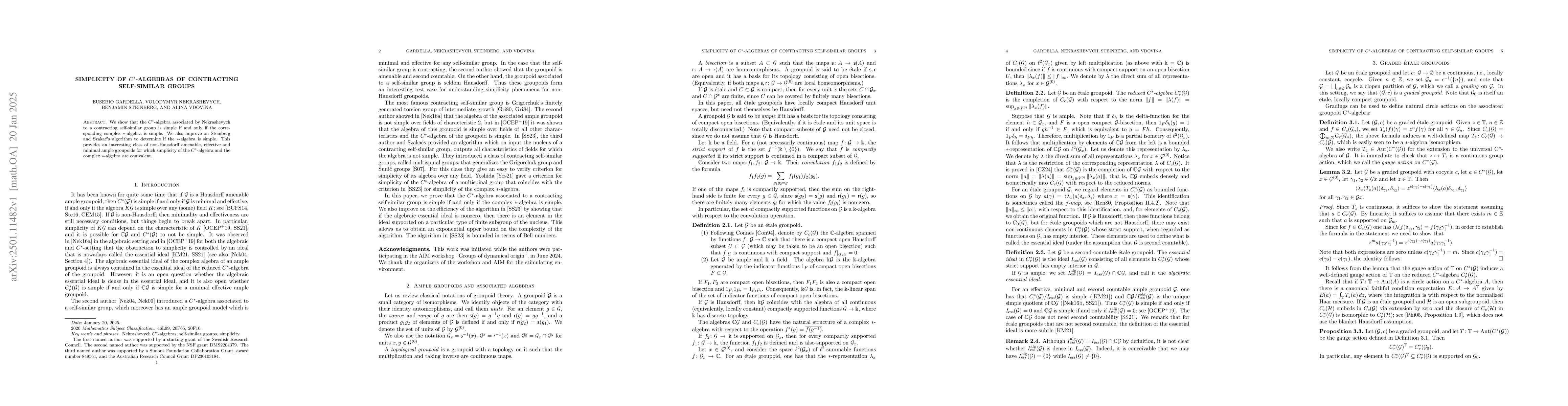 Thumbnail for Simplicity of $C^*$-algebras of contracting self-similar groups