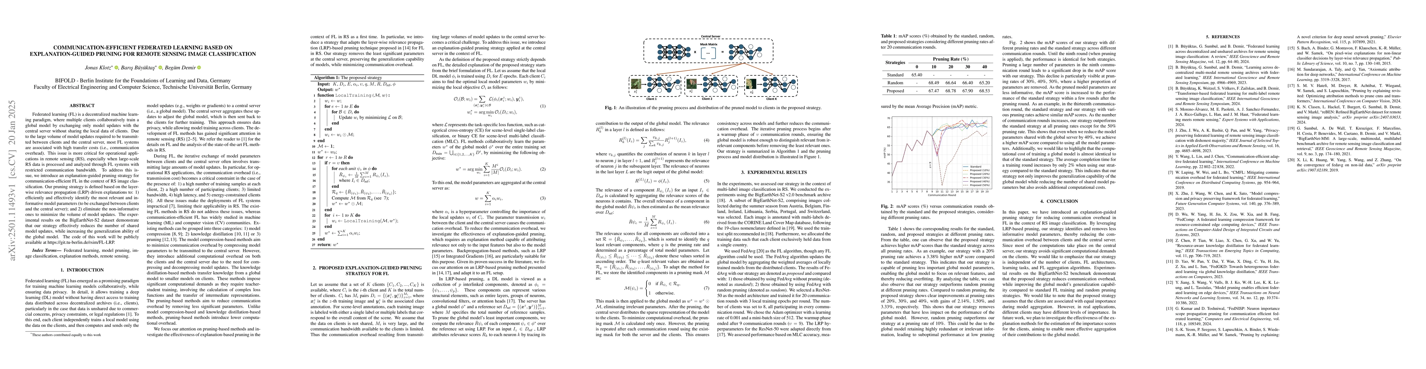 Thumbnail for Communication-Efficient Federated Learning Based on Explanation-Guided
  Pruning for Remote Sensing Image Classification