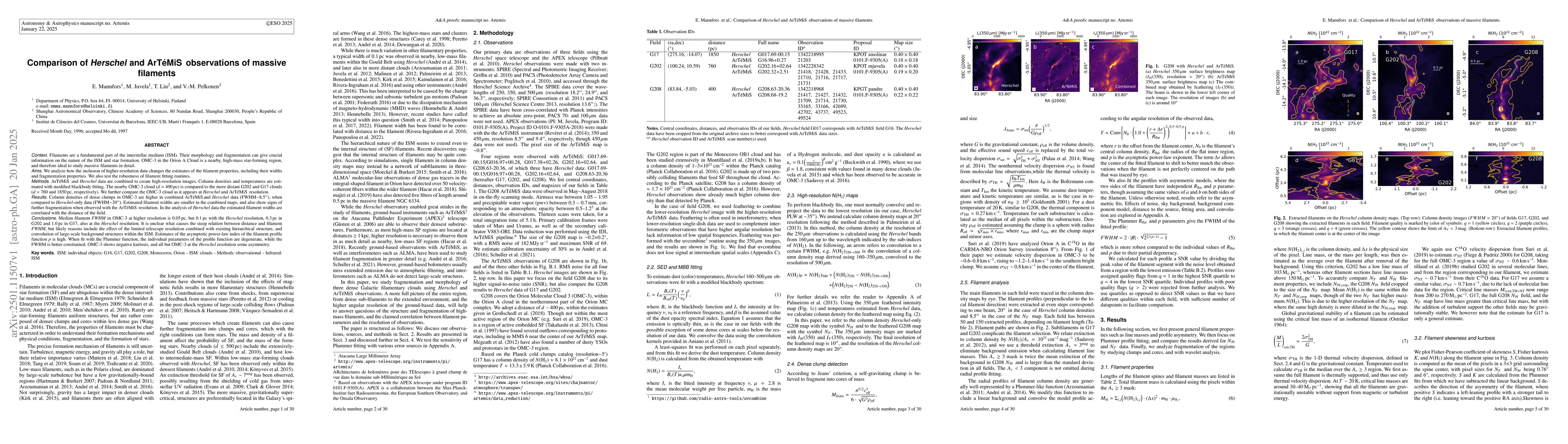 Thumbnail for Comparison of Herschel and ArTéMiS observations of massive filaments