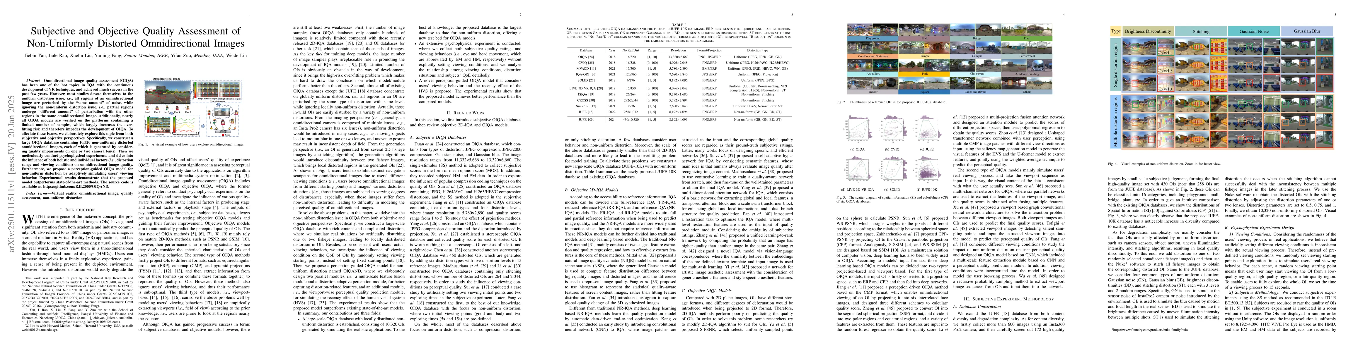 Thumbnail for Subjective and Objective Quality Assessment of Non-Uniformly Distorted
  Omnidirectional Images