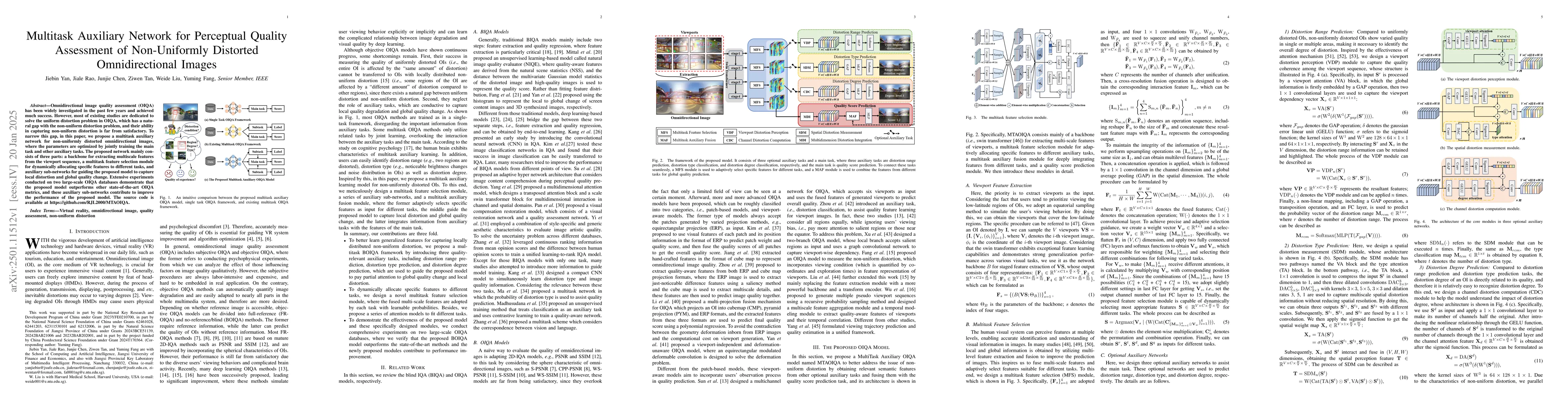 Thumbnail for Multitask Auxiliary Network for Perceptual Quality Assessment of
  Non-Uniformly Distorted Omnidirectional Images