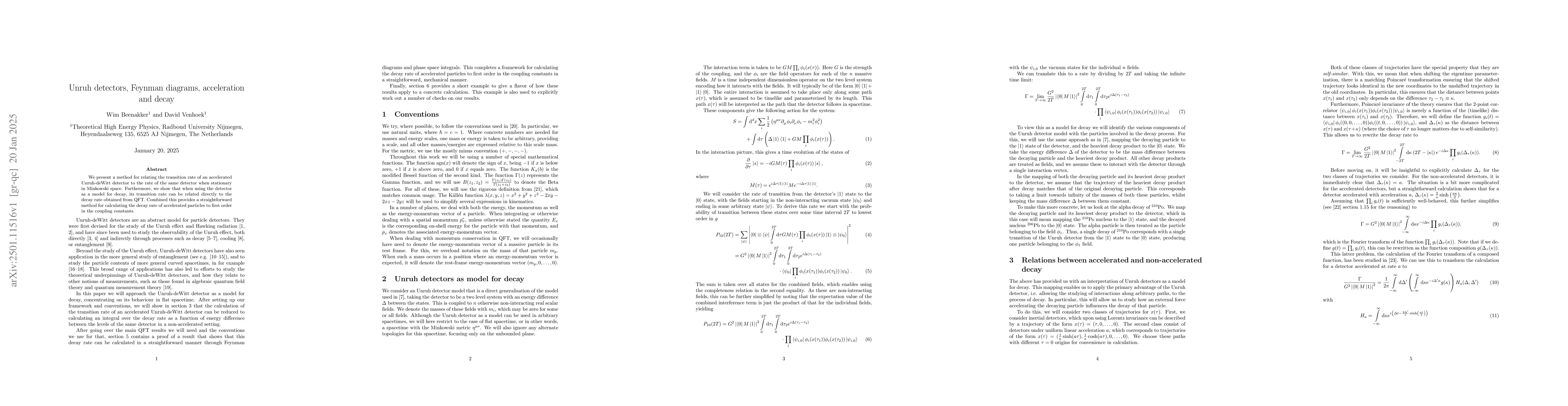 Thumbnail for Unruh detectors, Feynman diagrams, acceleration and decay