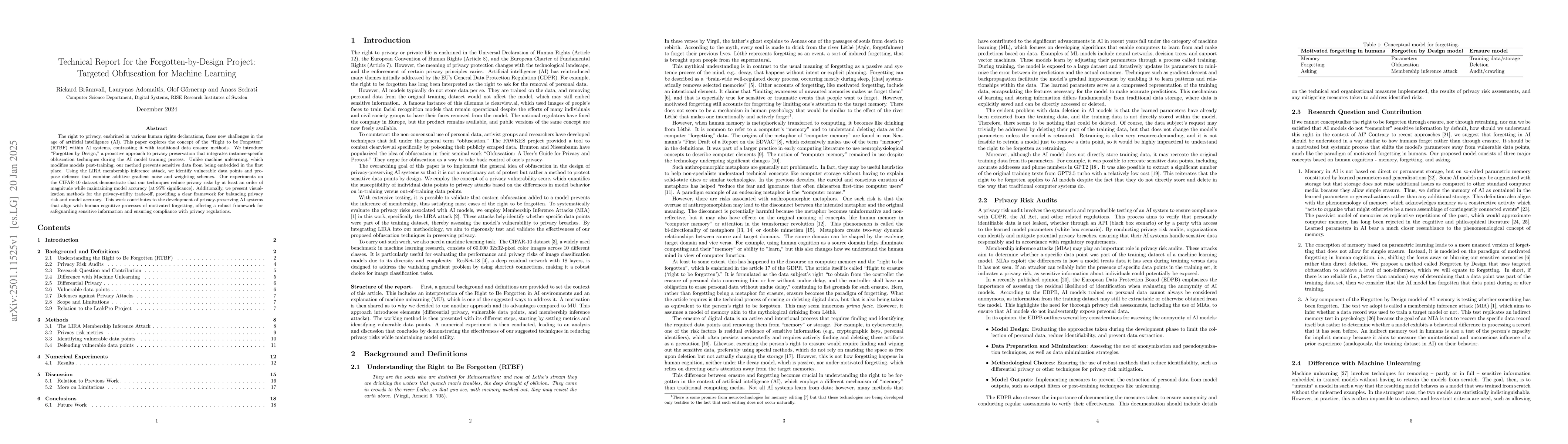 Thumbnail for Technical Report for the Forgotten-by-Design Project: Targeted
  Obfuscation for Machine Learning