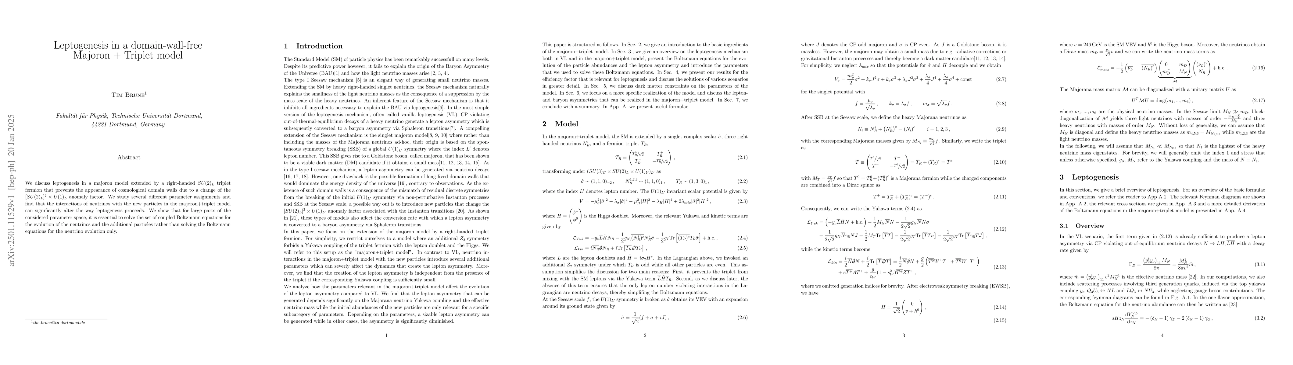 Thumbnail for Leptogenesis in a domain-wall-free Majoron+Triplet model
