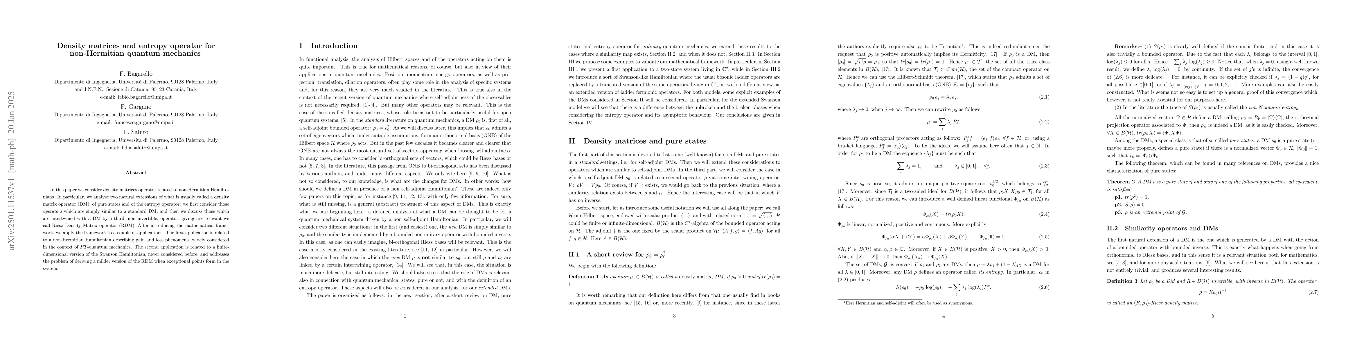 Thumbnail for Density matrices and entropy operator for non-Hermitian quantum
  mechanics