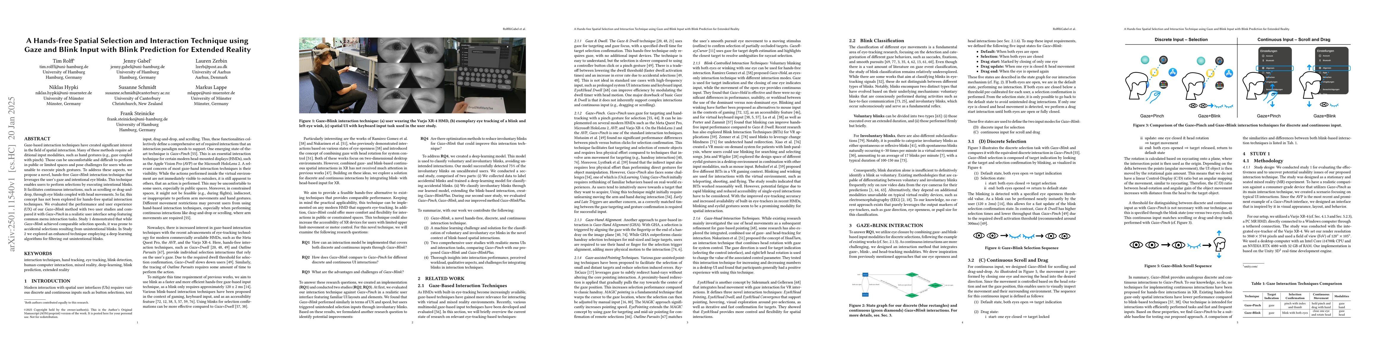 Thumbnail for A Hands-free Spatial Selection and Interaction Technique using Gaze and
  Blink Input with Blink Prediction for Extended Reality