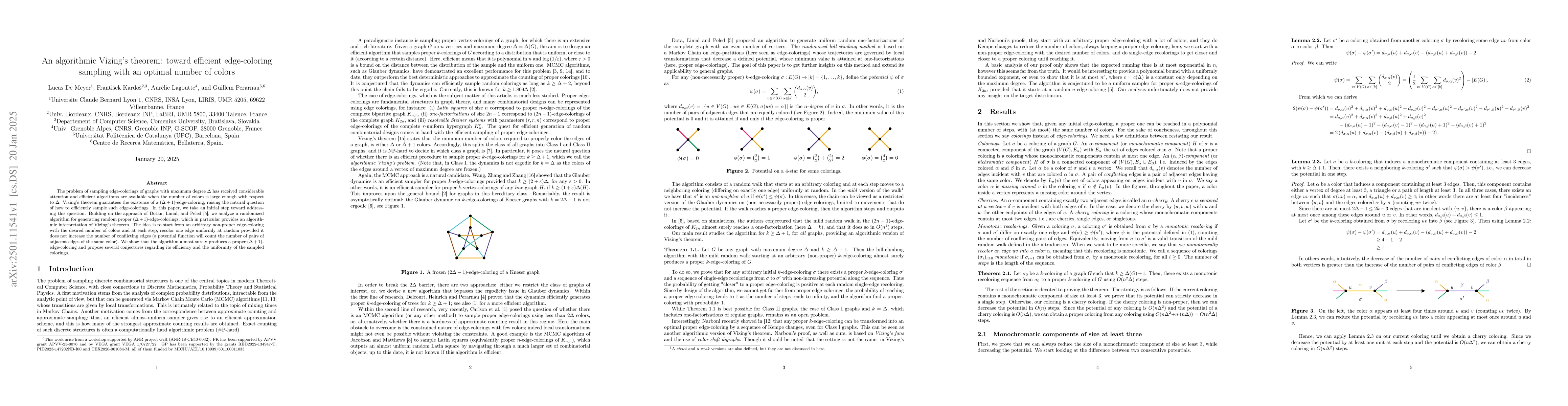 Thumbnail for An algorithmic Vizing's theorem: toward efficient edge-coloring sampling
  with an optimal number of colors