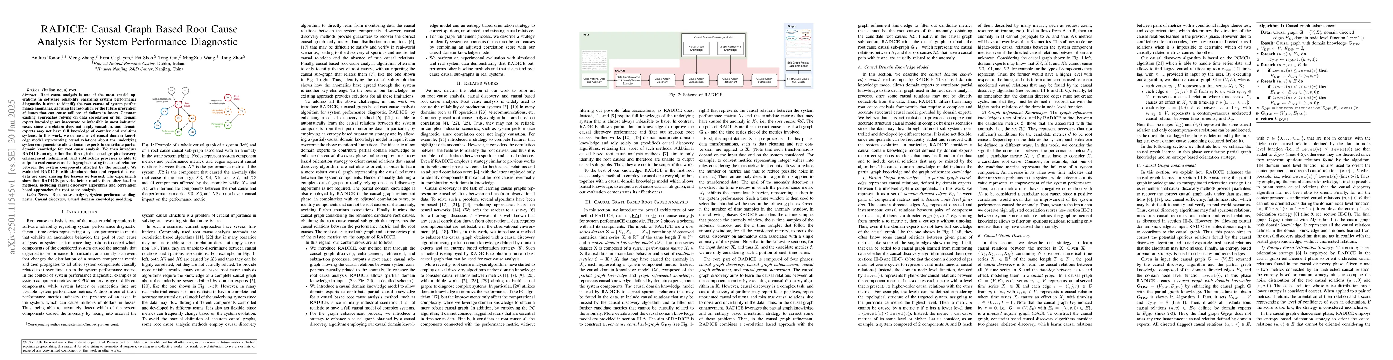 Thumbnail for RADICE: Causal Graph Based Root Cause Analysis for System Performance
  Diagnostic