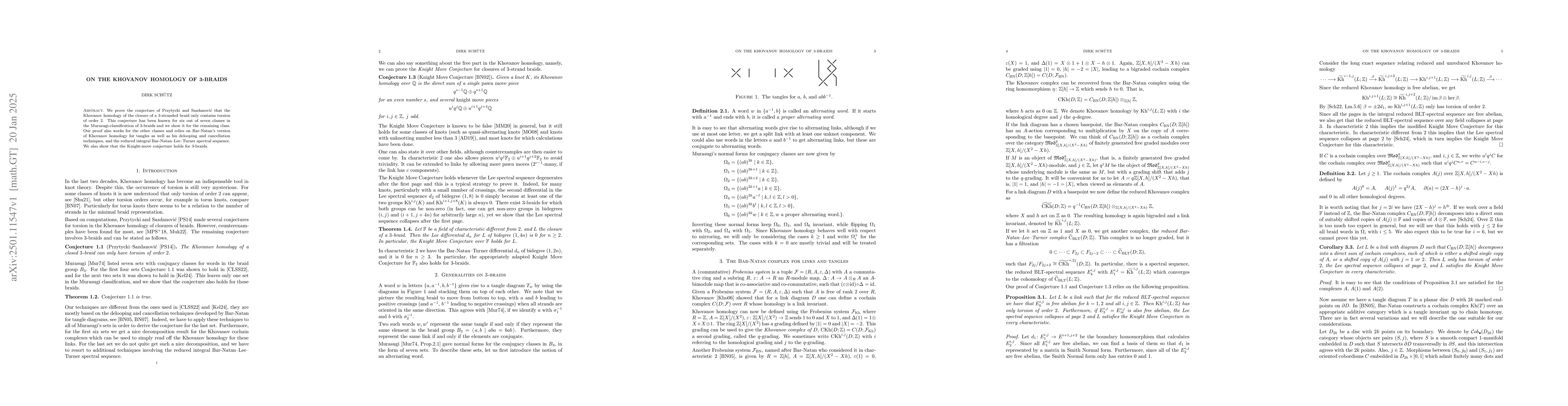 Thumbnail for On the Khovanov homology of 3-braids