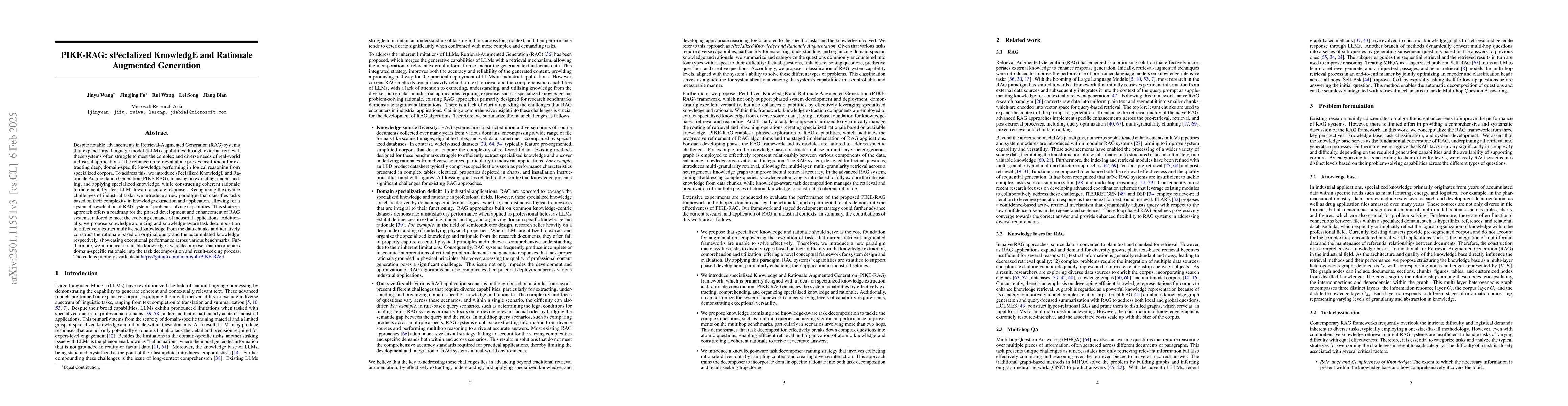 Thumbnail for PIKE-RAG: sPecIalized KnowledgE and Rationale Augmented Generation