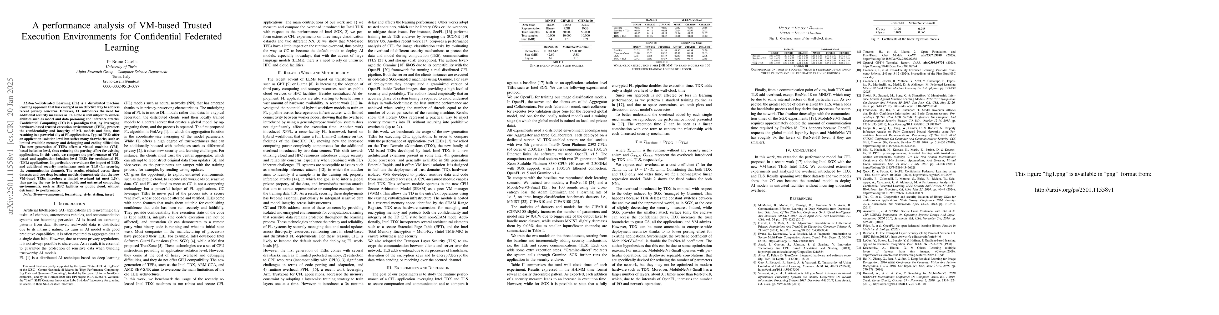 Thumbnail for A performance analysis of VM-based Trusted Execution Environments for
  Confidential Federated Learning