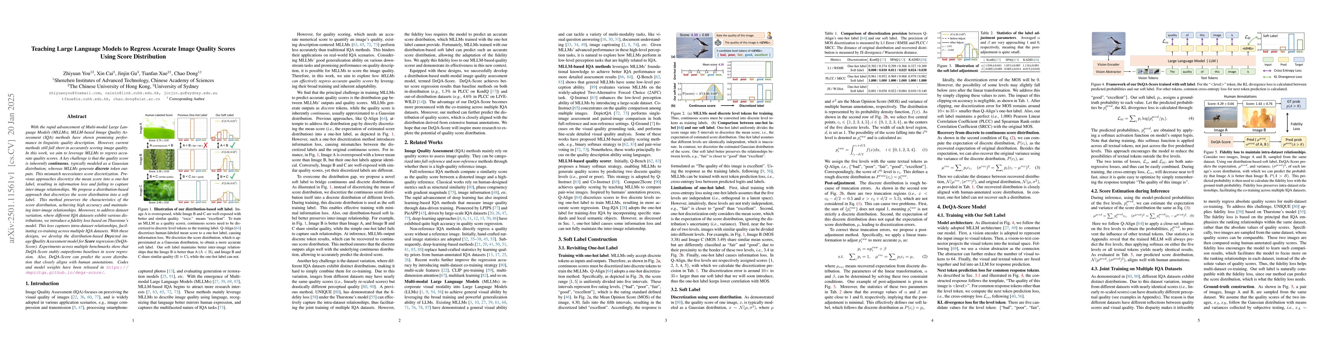 Thumbnail for Teaching Large Language Models to Regress Accurate Image Quality Scores
  using Score Distribution