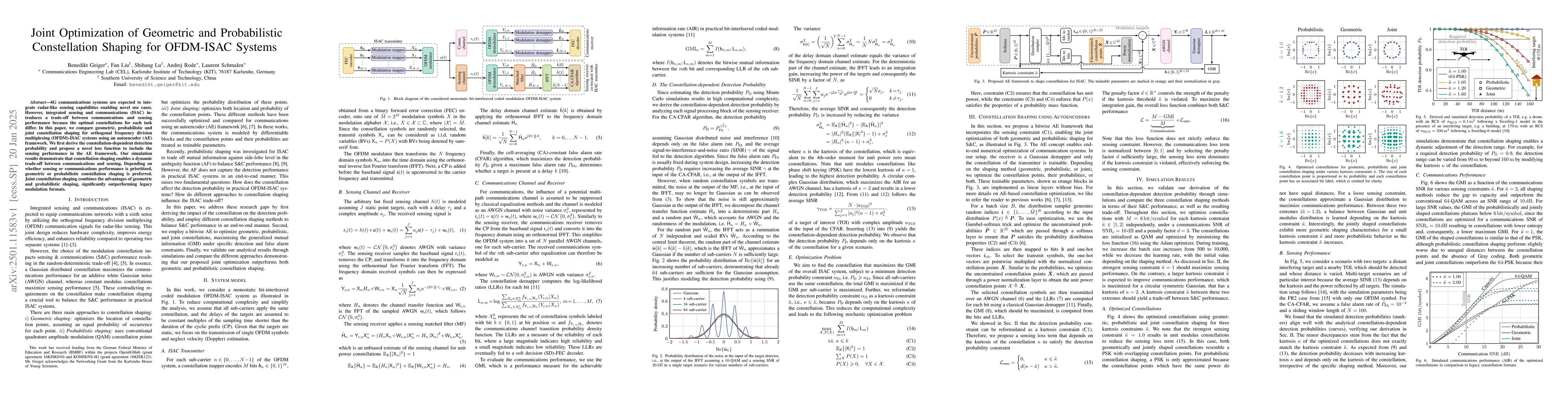 Thumbnail for Joint Optimization of Geometric and Probabilistic Constellation Shaping
  for OFDM-ISAC Systems