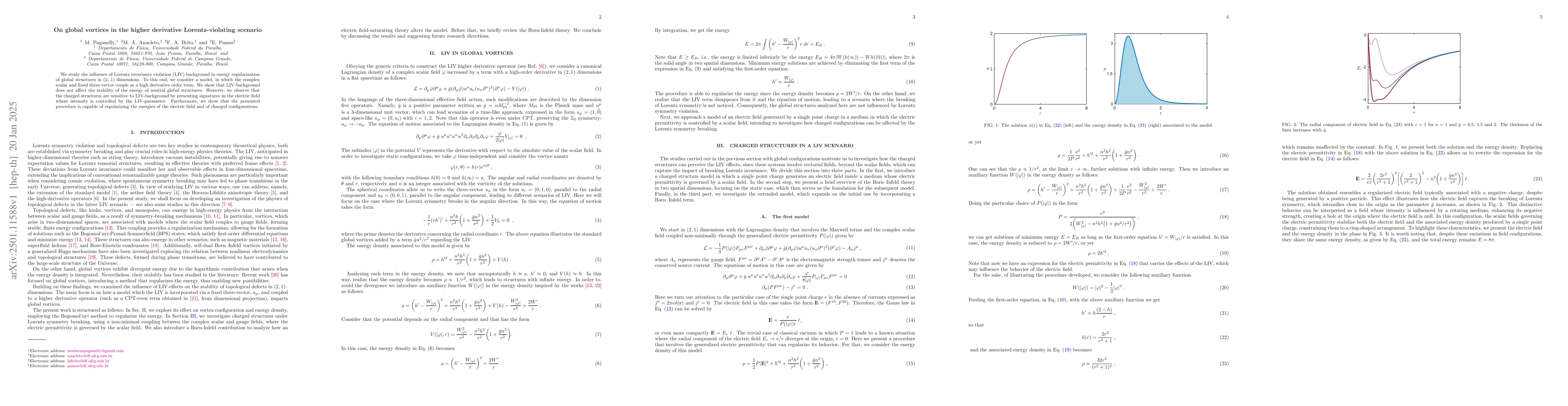 Thumbnail for On global vortices in the higher derivative Lorentz-violating scenario