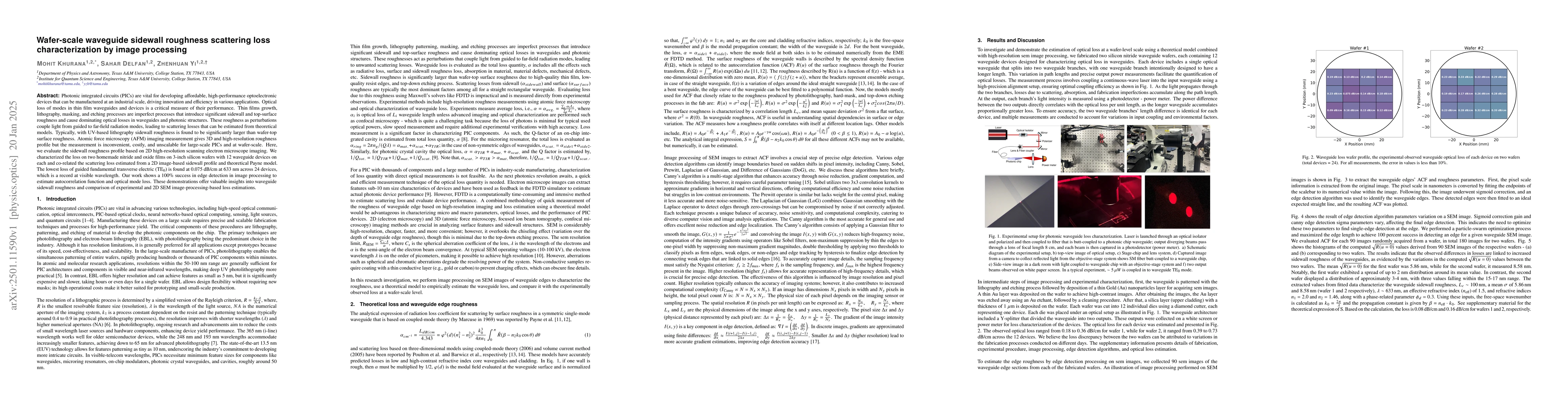 Thumbnail for Wafer-scale waveguide sidewall roughness scattering loss
  characterization by image processing