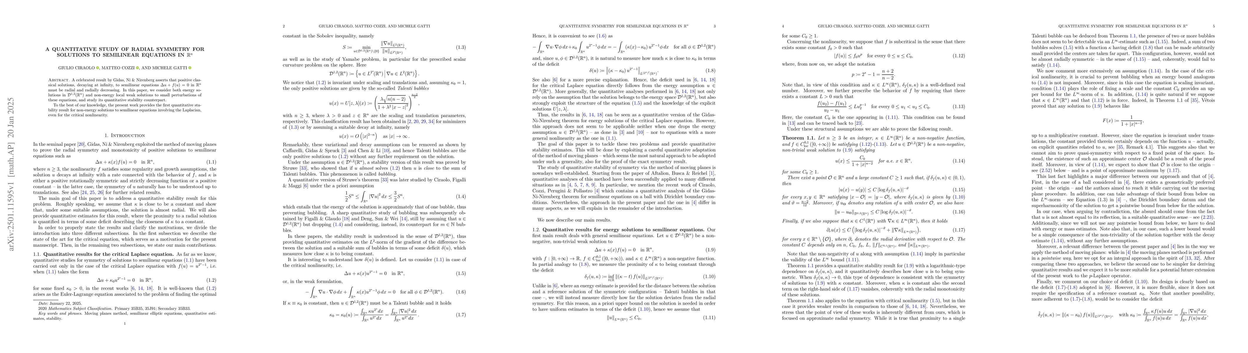 Thumbnail for A quantitative study of radial symmetry for solutions to semilinear
  equations in $\mathbb{R}^n$