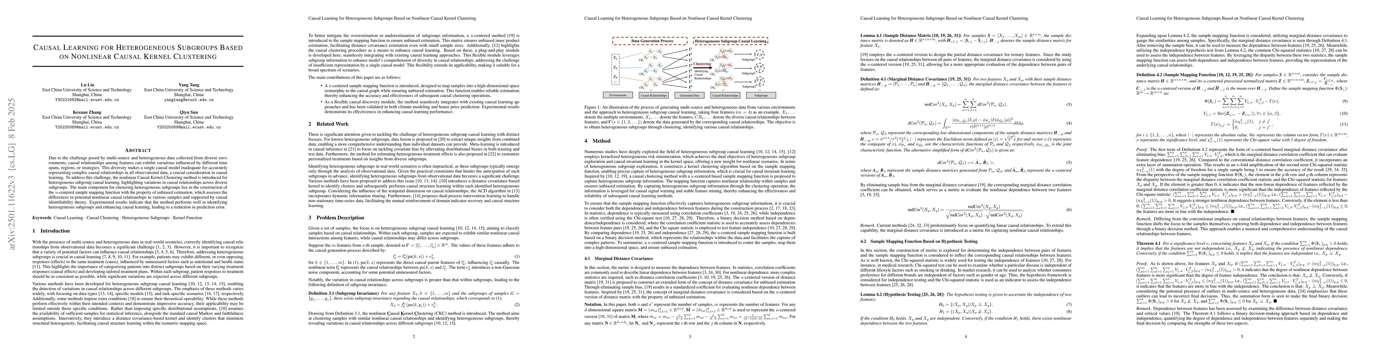 Thumbnail for Causal Learning for Heterogeneous Subgroups Based on Nonlinear Causal
  Kernel Clustering