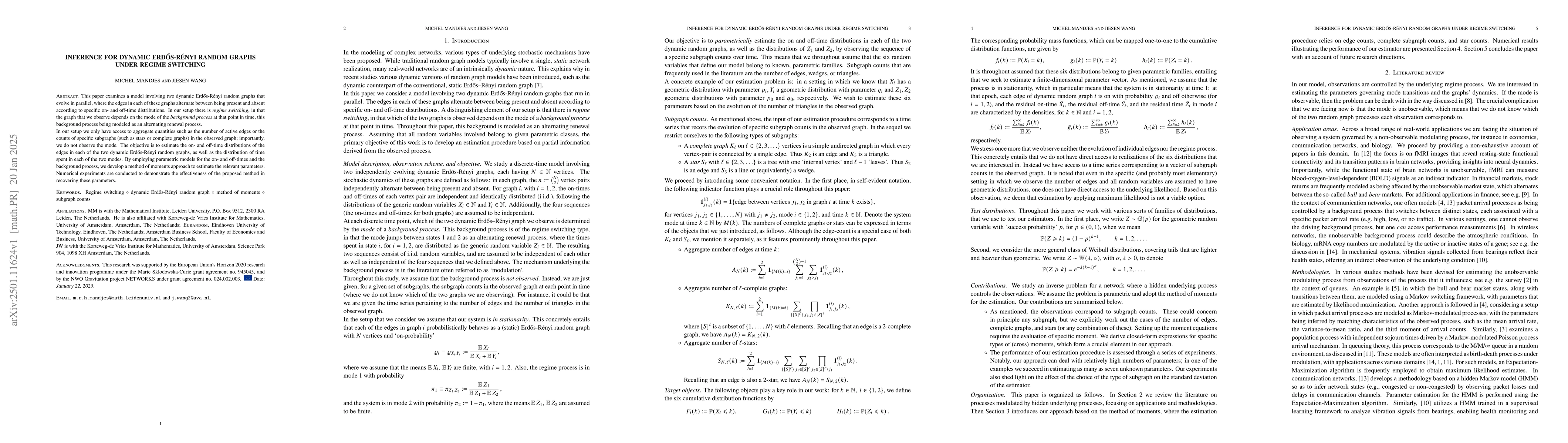 Thumbnail for Inference for dynamic Erdős-Rényi random graphs under regime
  switching