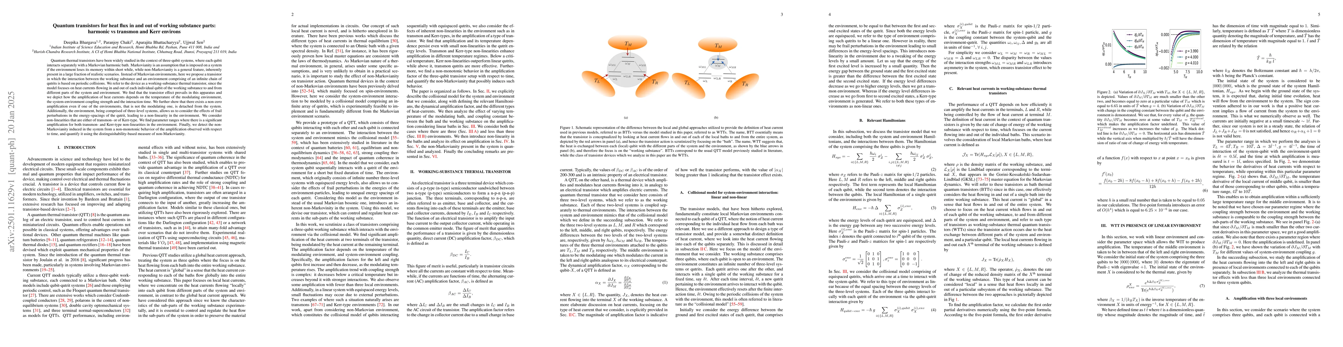 Thumbnail for Quantum transistors for heat flux in and out of working substance parts:
  harmonic vs transmon and Kerr environs