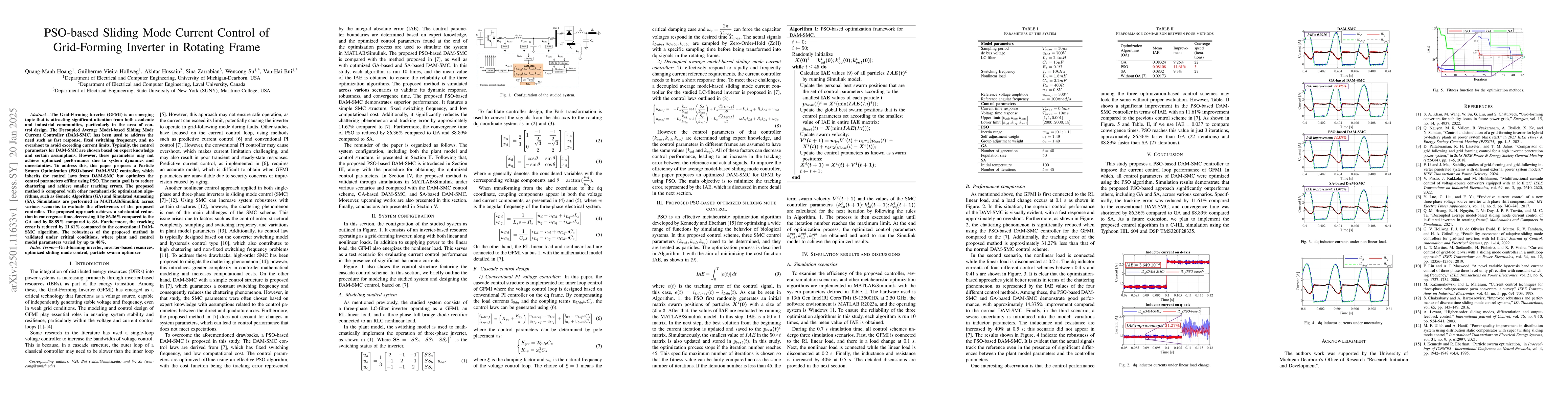 Thumbnail for PSO-based Sliding Mode Current Control of Grid-Forming Inverter in
  Rotating Frame