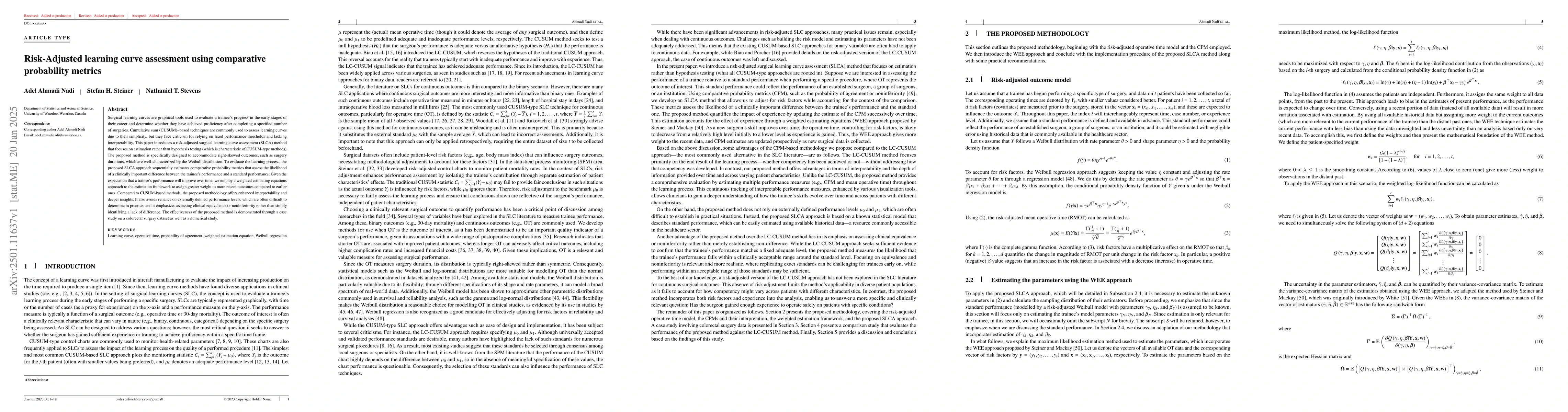 Thumbnail for Risk-Adjusted learning curve assessment using comparative probability
  metrics