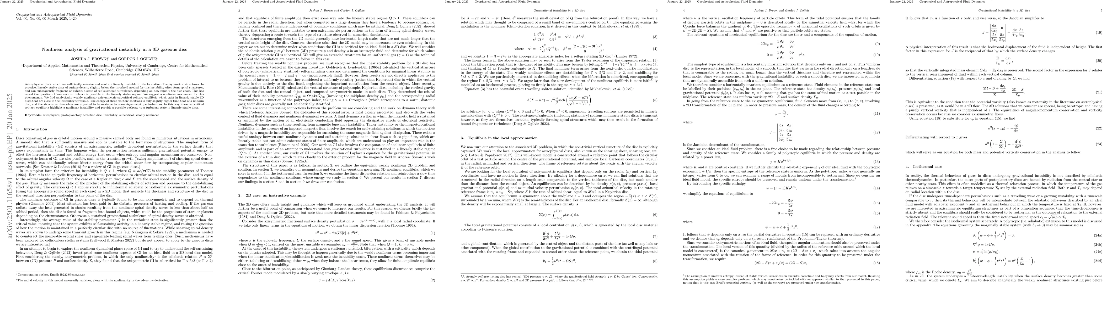 Thumbnail for Nonlinear analysis of gravitational instability in a 3D gaseous disc