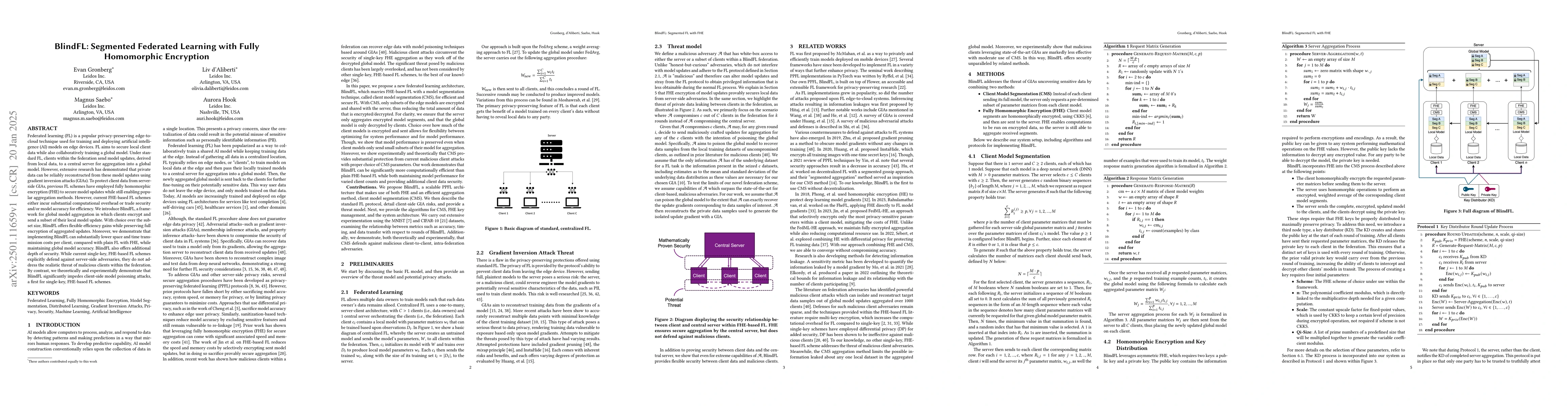 Thumbnail for BlindFL: Segmented Federated Learning with Fully Homomorphic Encryption