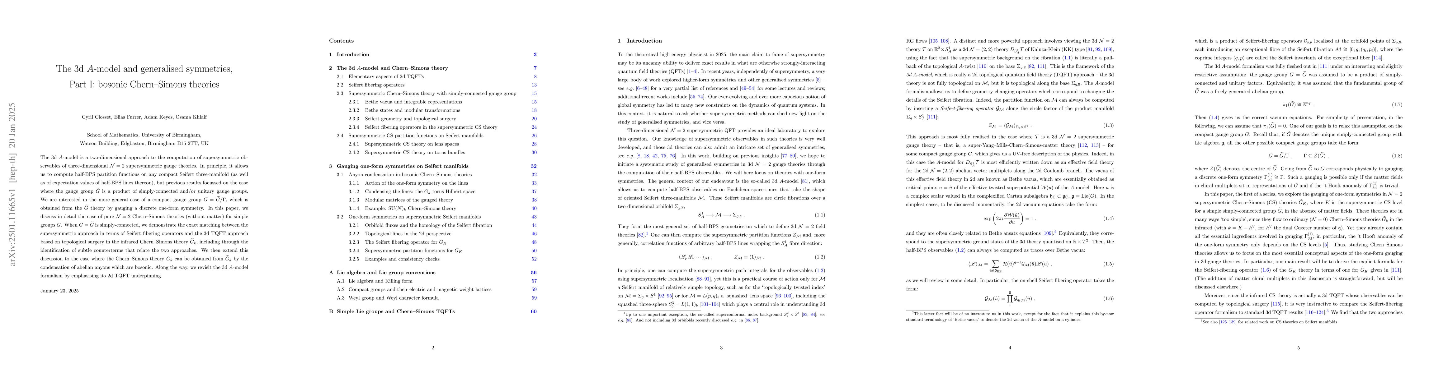 Thumbnail for The 3d $A$-model and generalised symmetries, Part I: bosonic
  Chern-Simons theories