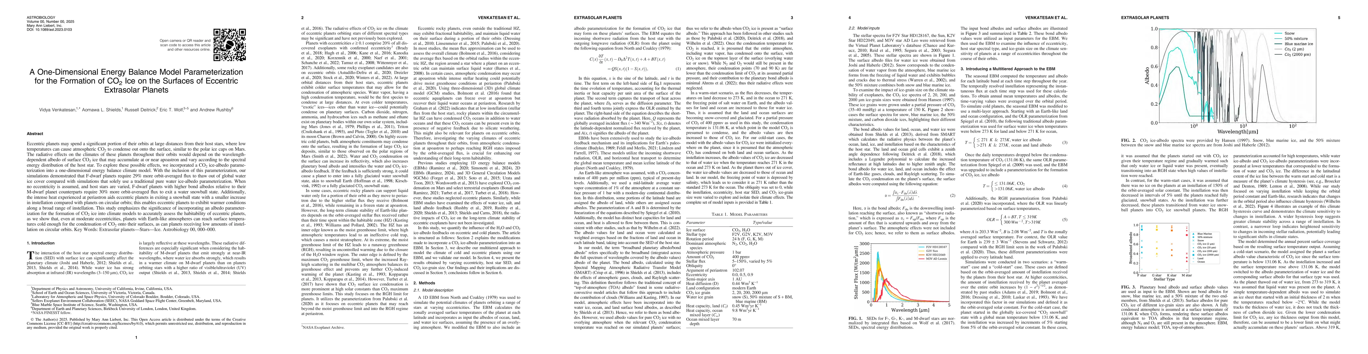Thumbnail for A One-Dimensional Energy Balance Model Parameterization for the
  Formation of CO2 Ice on the Surfaces of Eccentric Extrasolar Planets