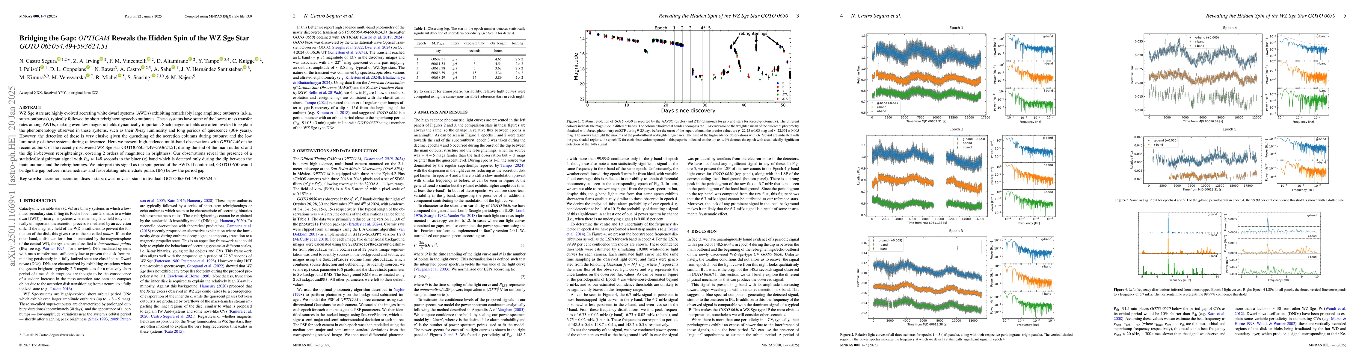 Thumbnail for Bridging the Gap: OPTICAM Reveals the Hidden Spin of the WZ Sge Star
  GOTO 065054.49+593624.51