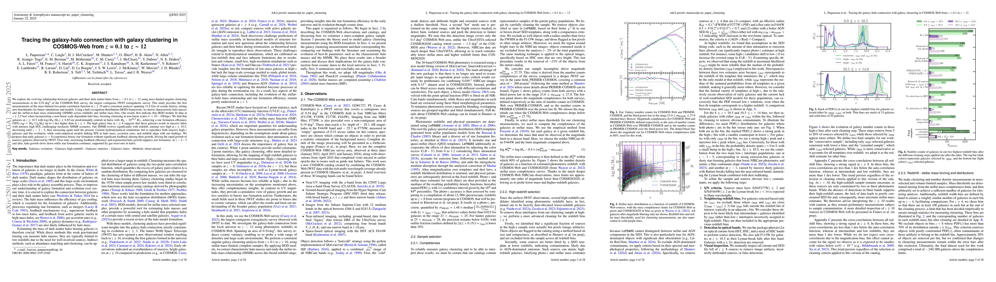 Thumbnail for Tracing the galaxy-halo connection with galaxy clustering in COSMOS-Web
  from z = 0.1 to z ~ 12