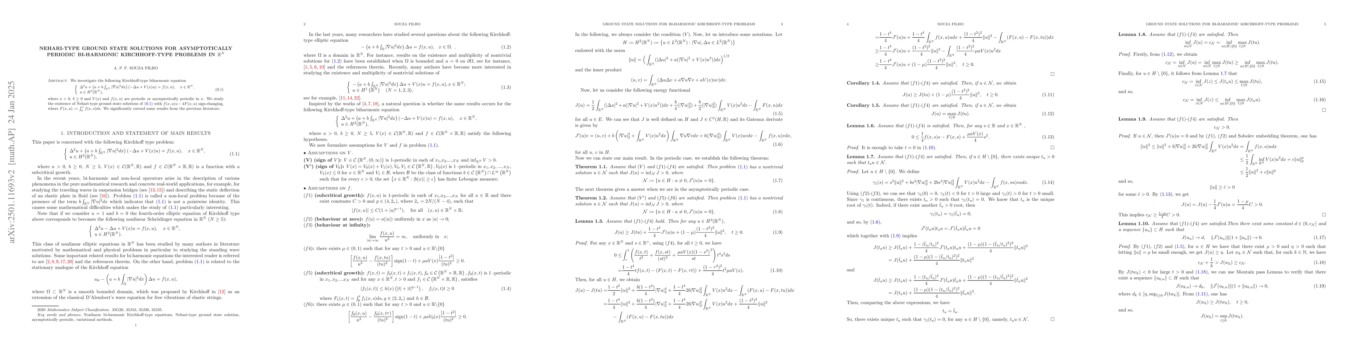 Thumbnail for Nehari-type ground state solutions for asymptotically periodic
  bi-harmonic Kirchhoff-type problems in $\mathbb{R}^N$