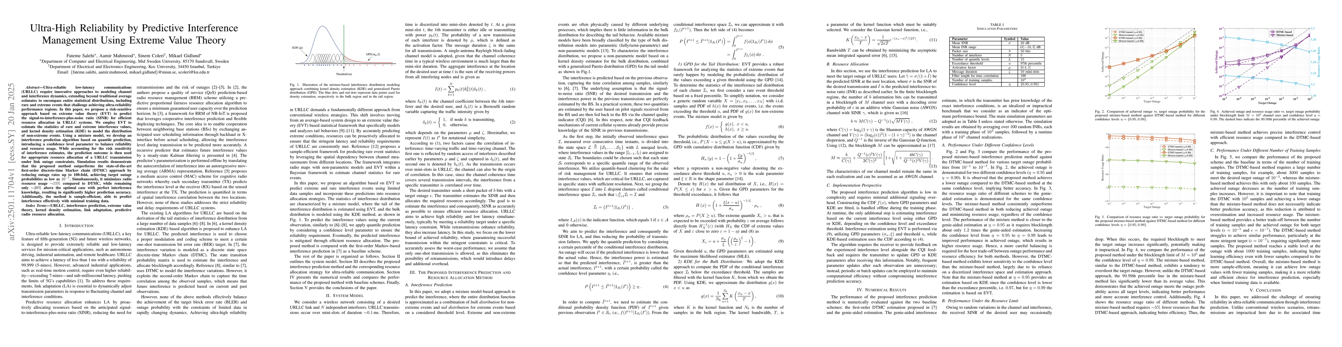 Thumbnail for Ultra-High Reliability by Predictive Interference Management Using
  Extreme Value Theory
