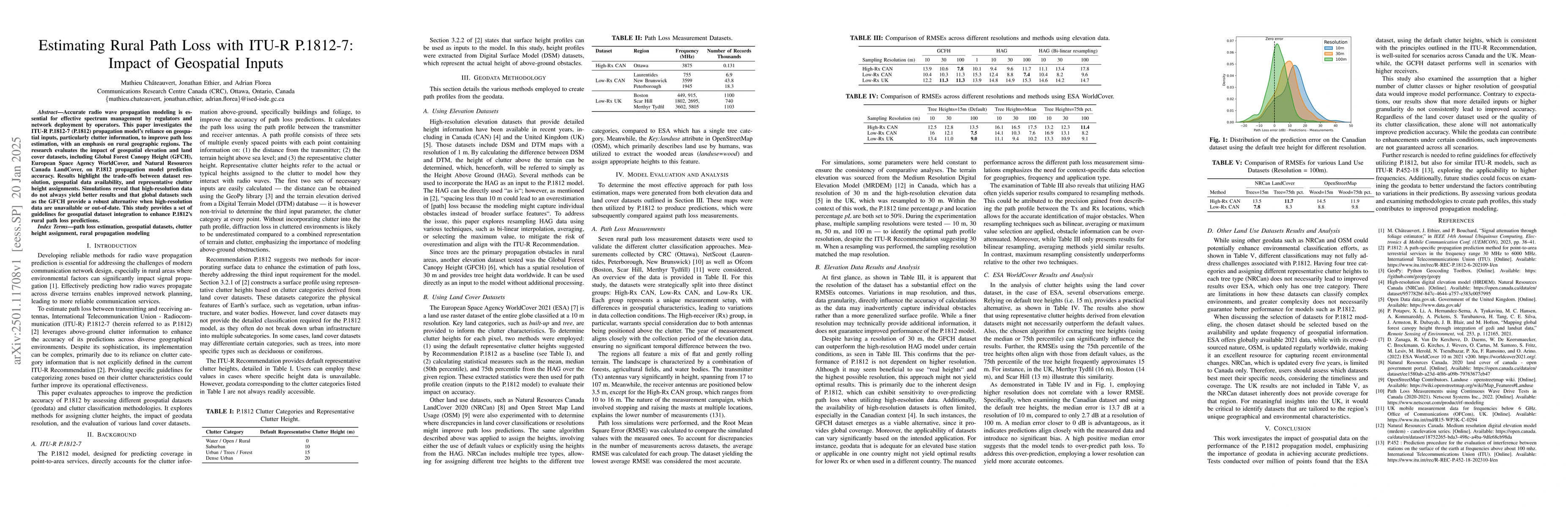 Thumbnail for Estimating Rural Path Loss with ITU-R P.1812-7 : Impact of Geospatial
  Inputs